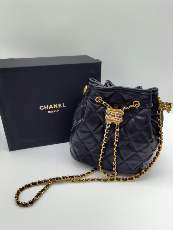 Source Unknown Handbags - CHANEL Makeup Quilted Bucket Bag Black Gold Chain Vanity Crossbody Bag GWP NIB